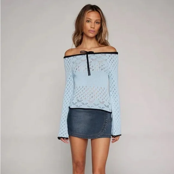 Kimchi Blue Sara Off-The-Shoulder Pointelle Sweater - Picture 4 of 5